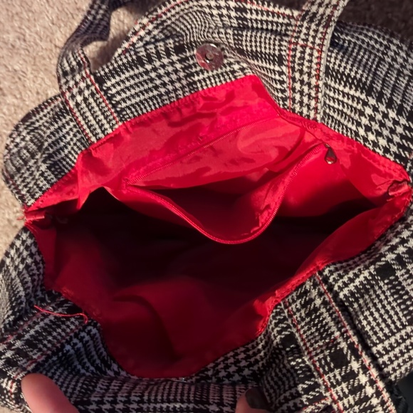 HELLO KITTY Black/red/plaid large shoulder bag unique vintage - Picture 3 of 3